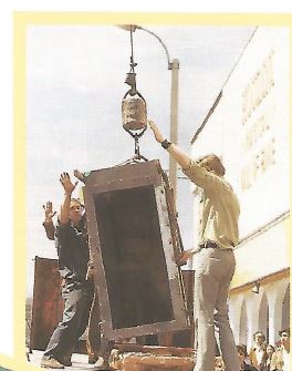 The Houdini Water Torture Cell being unloaded at the Niagara Falls museum.